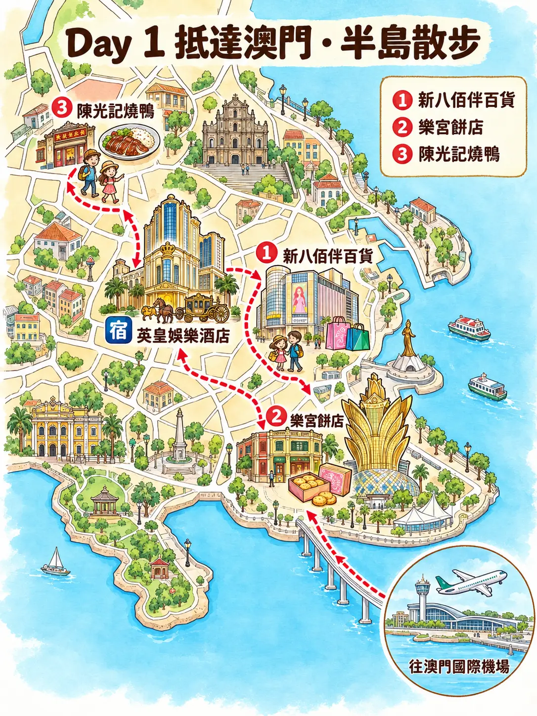 第 1 天手繪路線地圖